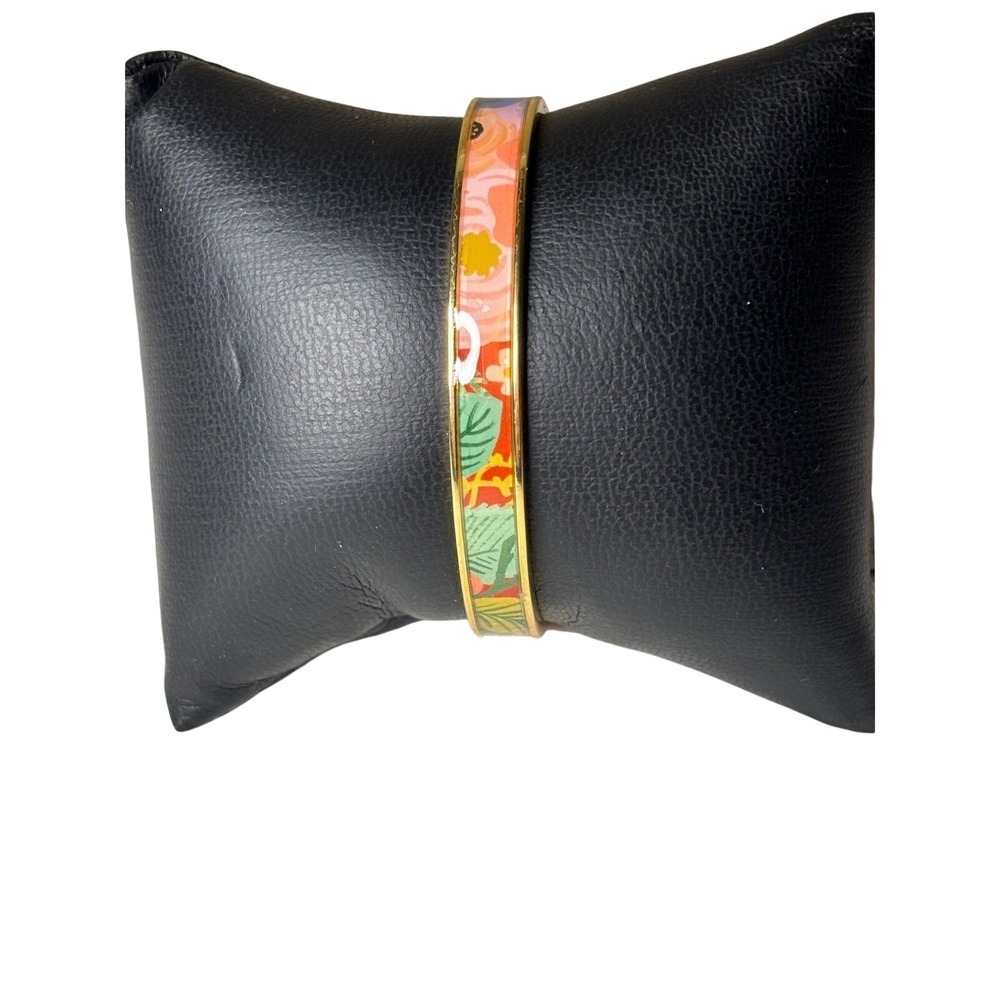 Rifle Paper Co. Strawberry Fields Enamel Skinny Cuff Bracelet Gold Plated NWT